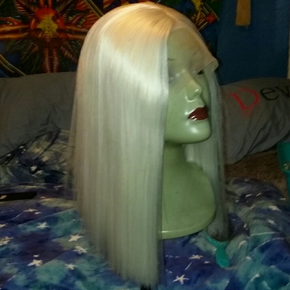 SEXY ASYMMETRICAL PLATINUM BLONDE LACE FRONT WIG main image 6